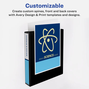 Avery Two-Tone Durable 3 Ring Binder, 1.5 Inch Slant Rings, Black/White View Binder (17287) 1.5